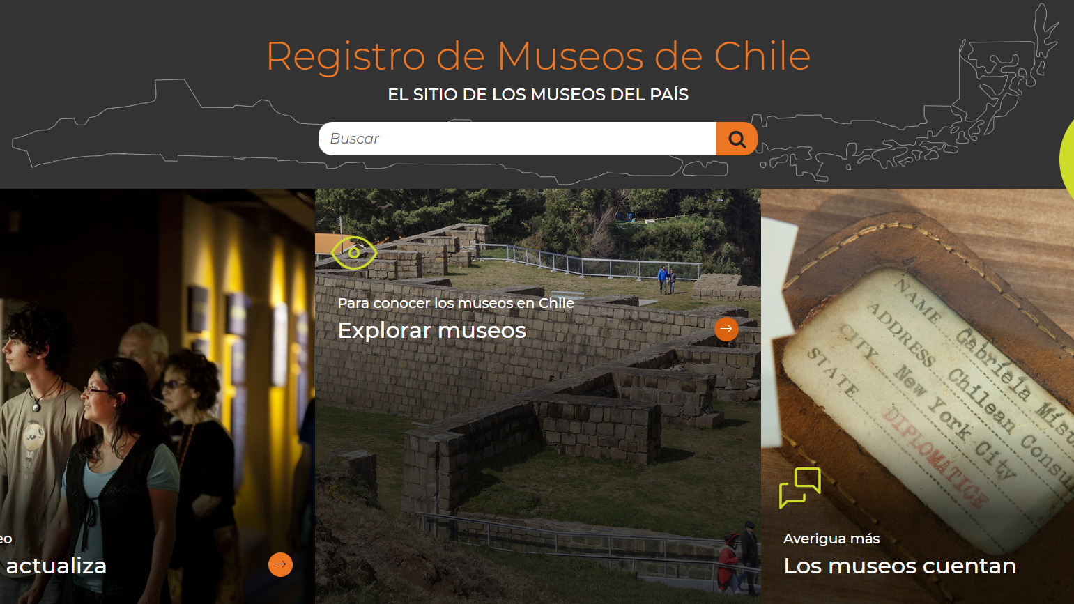 Imagen del home del Registro de Museos de Chile.